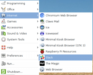 Slack in the programs menu
